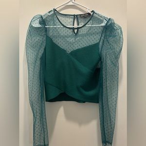 Teal Crop Top Long Sleeve
